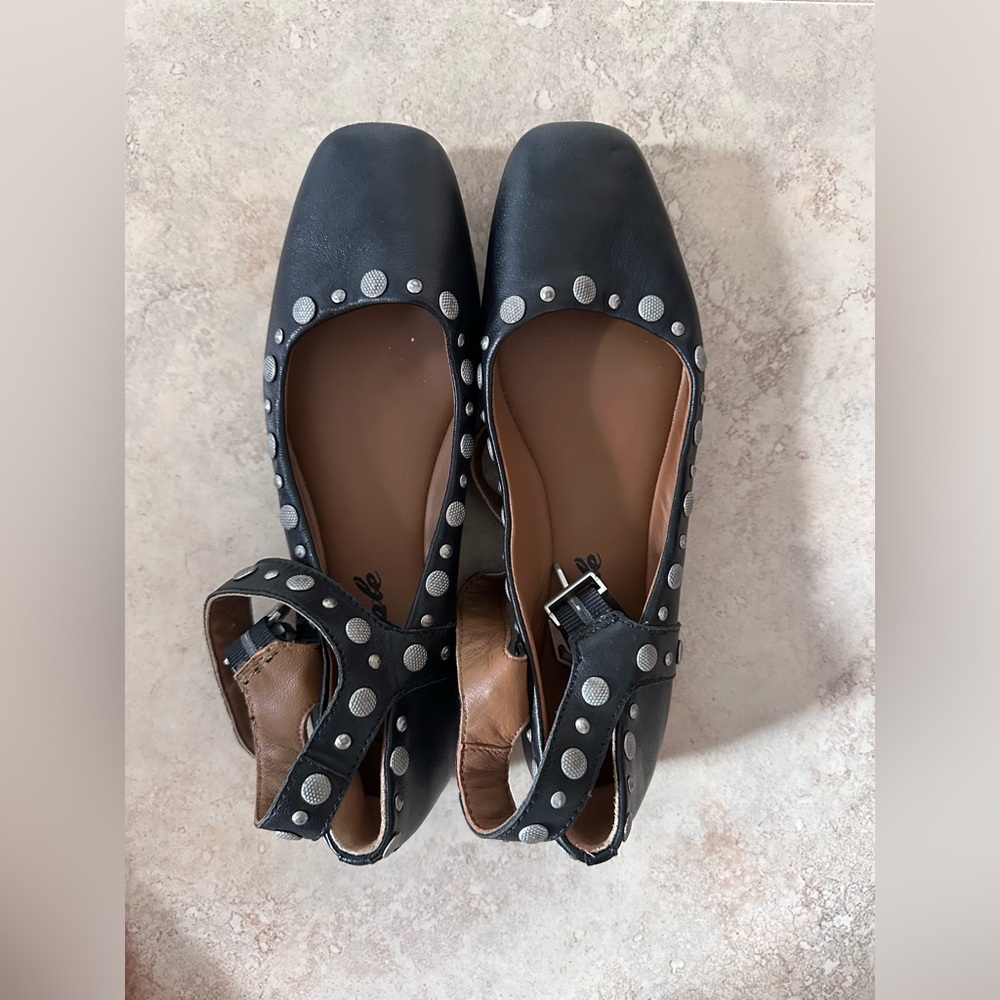 Free People Black Studded Flats